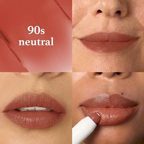 Collage of lips with 90s neutral lipstick shades